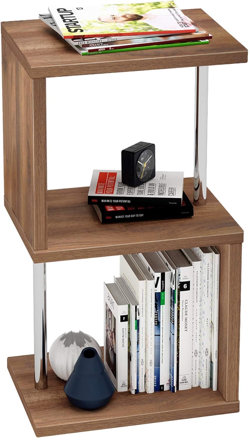 3-Tier Geometric Bookshelf with Metal Frame E13618