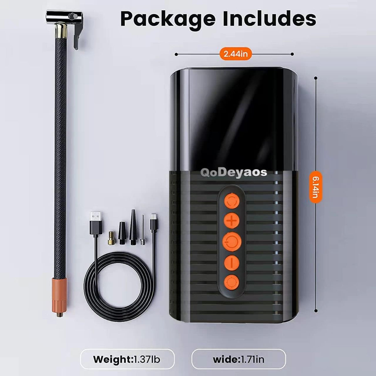 Cordless Tire Inflator with 6000mAh Battery, 150PSI, LED Light, Pack of 2 B966400