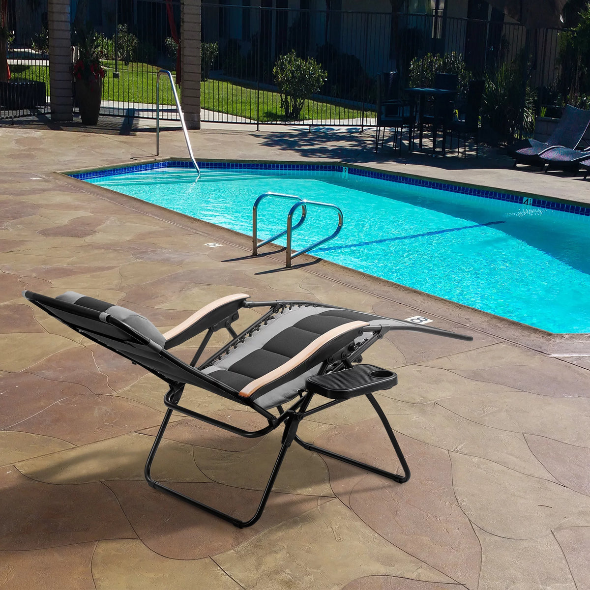Gray Zero Gravity Padded Folding Chair with Cup Holder X55060