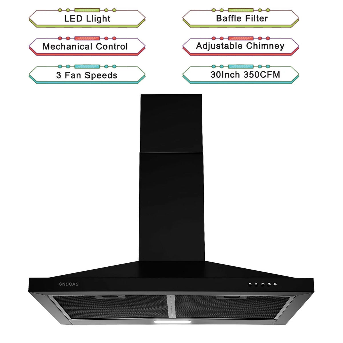 30 inch Stainless Steel Wall Mount Range Hood Q10133