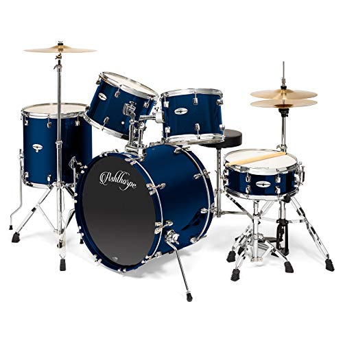 5-Piece Full Size Adult Drum Set with Remo Heads & Premium Brass Cymbals - Silver X508337
