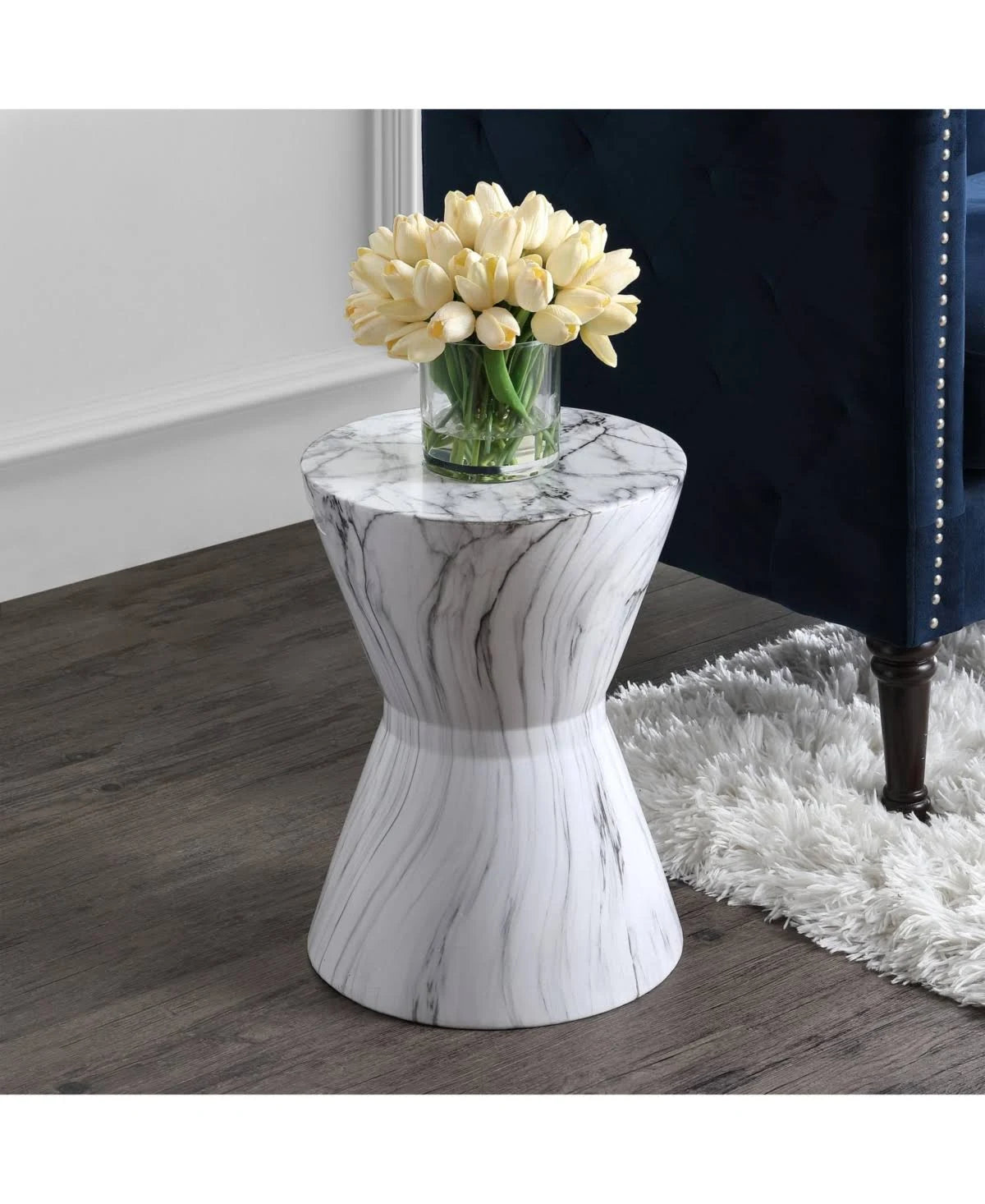White Marble Finish Ceramic Garden Stool R68463