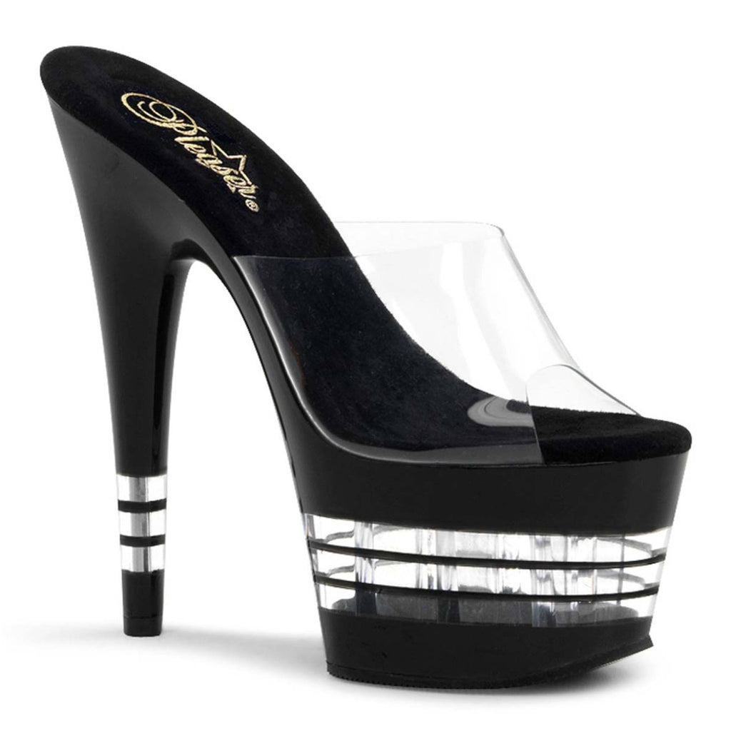 Clear Black Ankle Strap Sandals Z7602