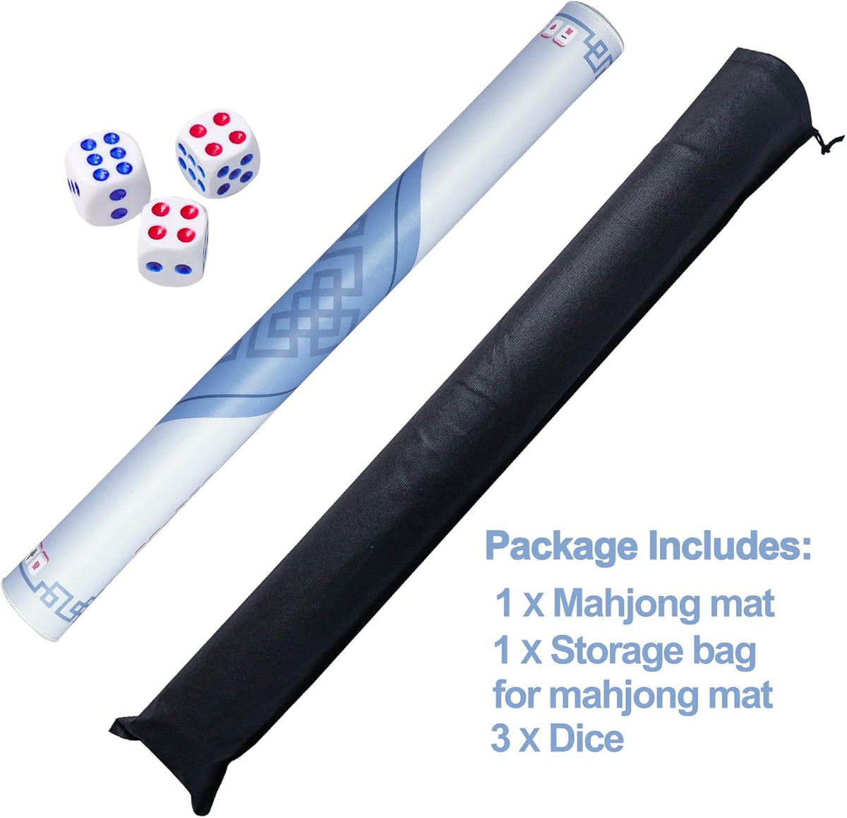166 Quality White Tiles Mahjong Game Set with Blue Printed Carrying Bag C238004
