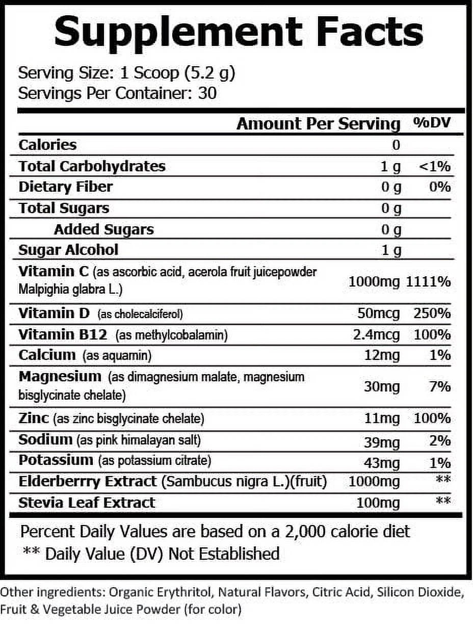 Elderberry Immune Support Dietary Supplement with Vitamin C, Zinc & Vitamin D O816