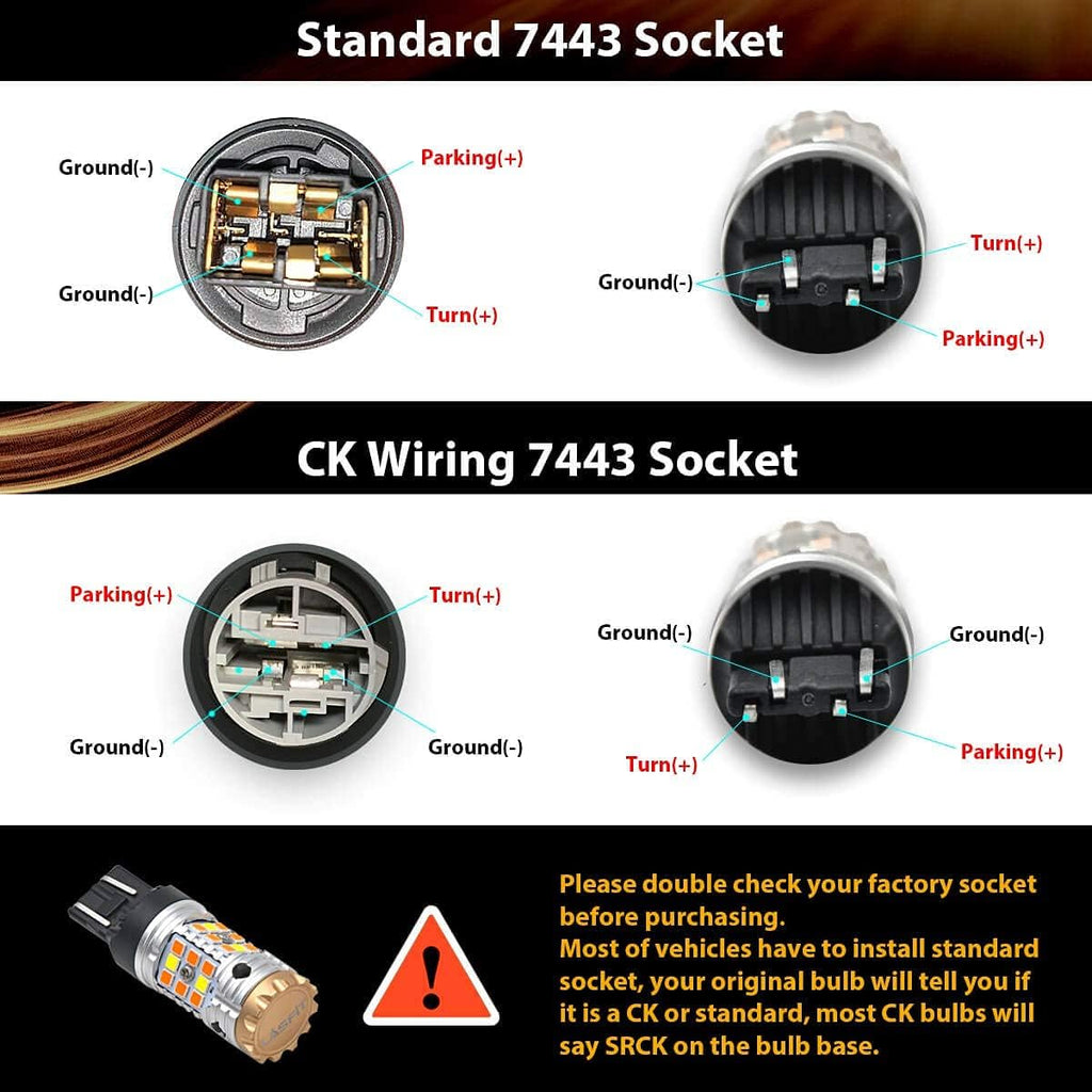 7443 Amber LED Bulb Turn Signal Light 2pcs M630800