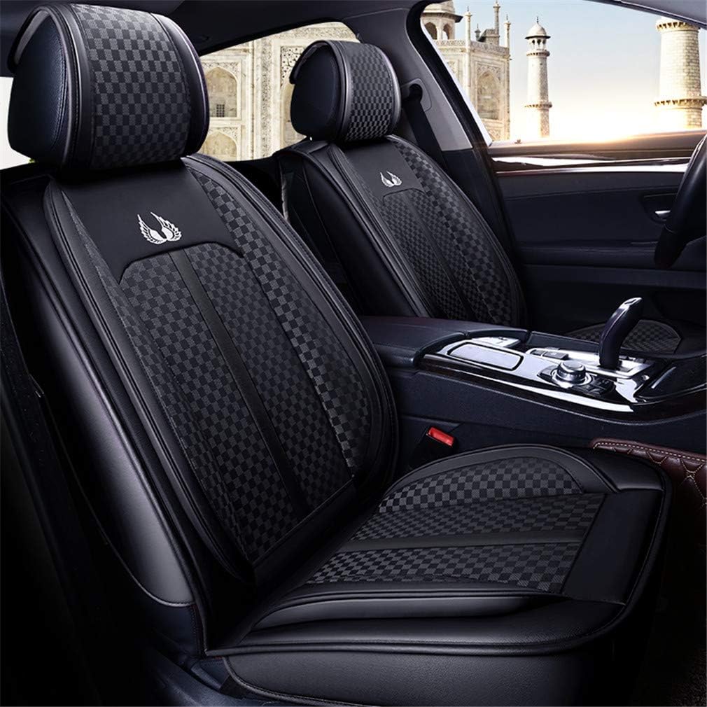 5 Car Seat Covers Full Set Waterproof Faux Leather Black N539