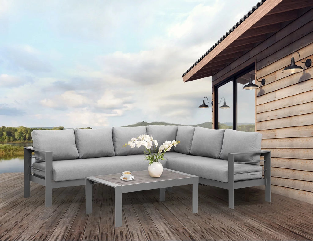 4 Pieces Aluminum Outdoor Sofa Set with Coffee Table Y643050