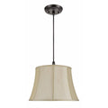 Beige Two-Light Hanging Pendant Ceiling Light with Fabric Lamp Shade, 18 inch Width E8987