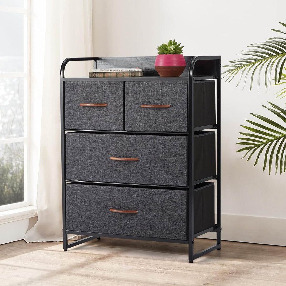 Grey 9 Drawer Dresser with Steel Frame and Wooden Top M524