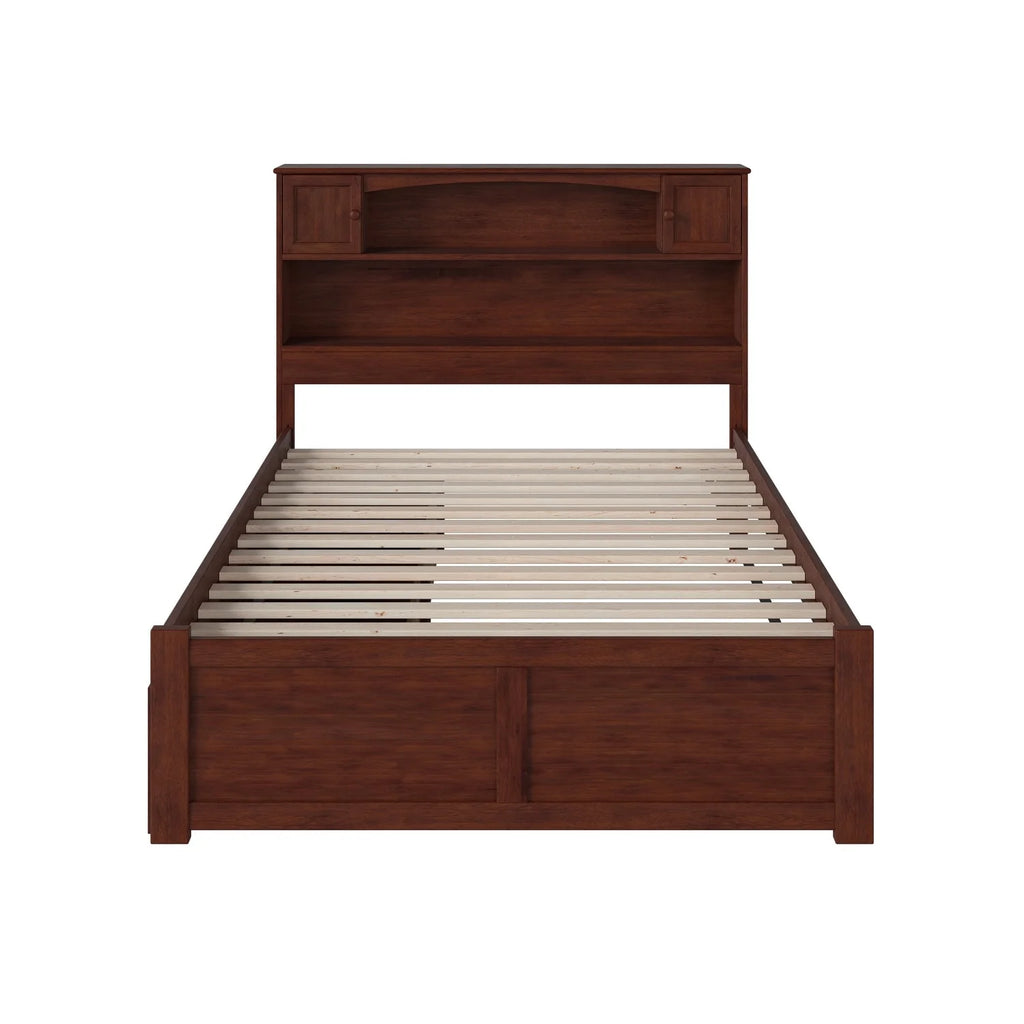 Walnut Full Platform Bed with Footboard 2 Drawers H789