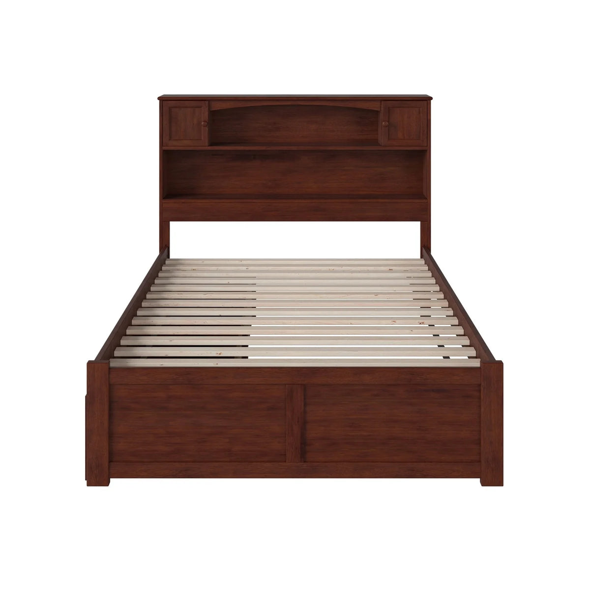 Walnut Full Platform Bed with Footboard 2 Drawers H789