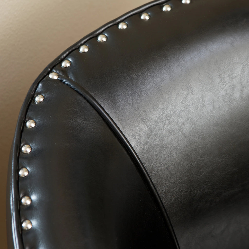 Black Bonded Leather Club Chair with Nailhead Trim O940650