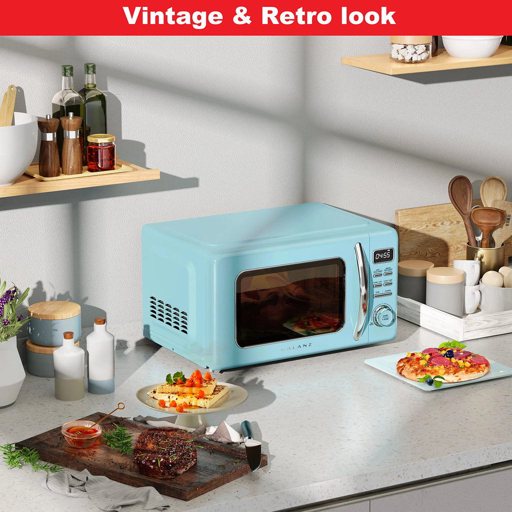 Blue 0.9 cu ft Retro Countertop Microwave Oven O333