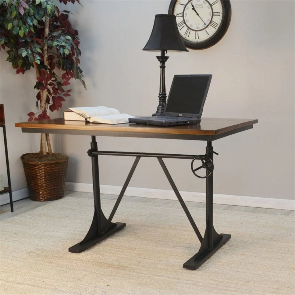 Adjustable Sit or Stand Desk Elm Black O3312