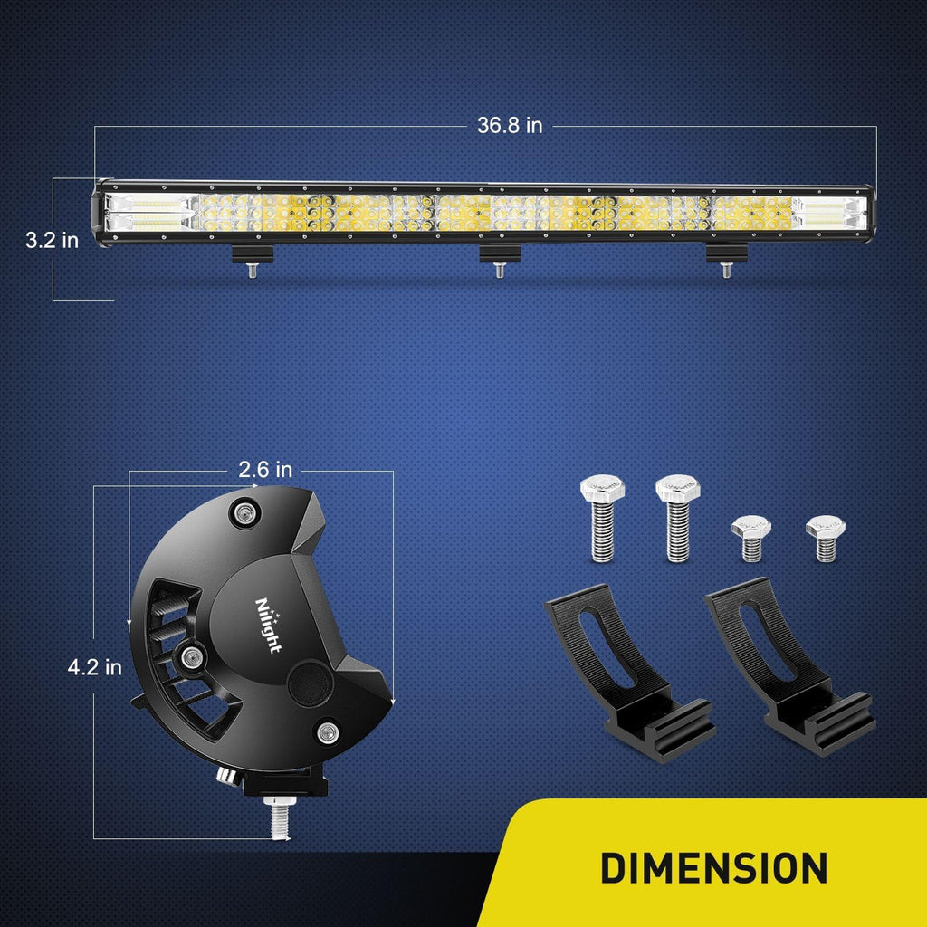 37Inch Triple Row LED Light Bar 468W Flood Spot Combo 46800LM Off-Road Lights Pack of 2 S958