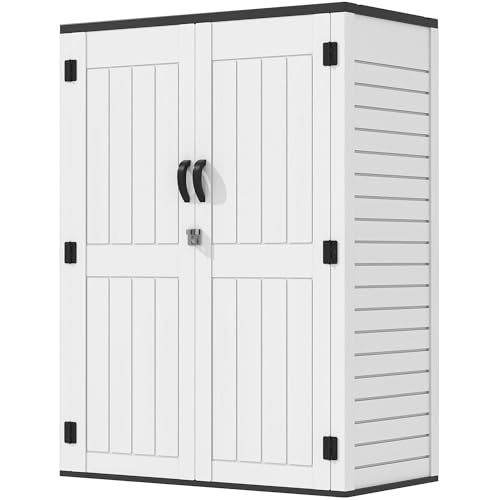 Brown Resin Vertical Outdoor Storage Shed, 59 Cubic Feet Z374