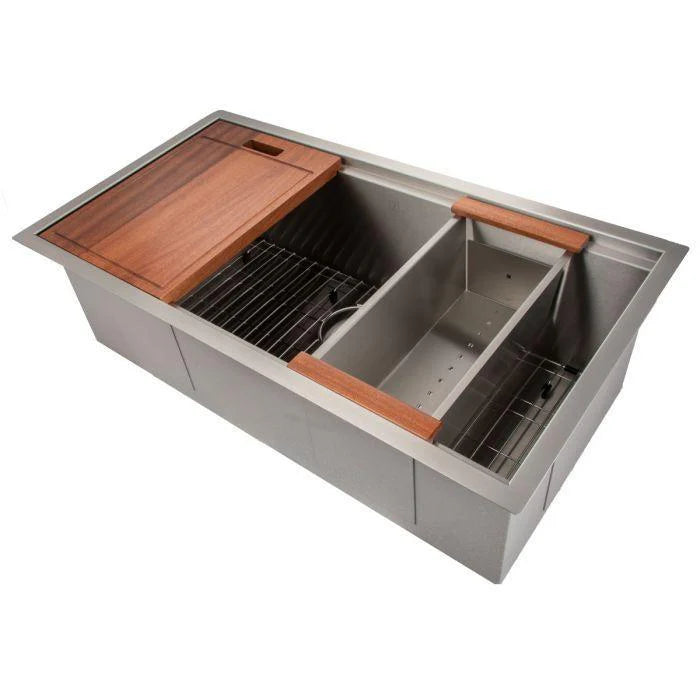 33 in. Undermount Single Bowl Stainless Steel Kitchen Sink with Bottom Grid Y73016