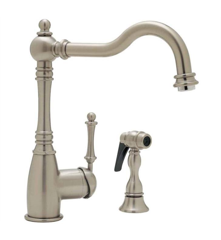 Satin Nickel Kitchen Faucet with Side Spray F7594