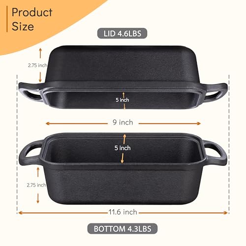 2 in 1 Cast Iron Bread Loaf Pan with Lid L4127