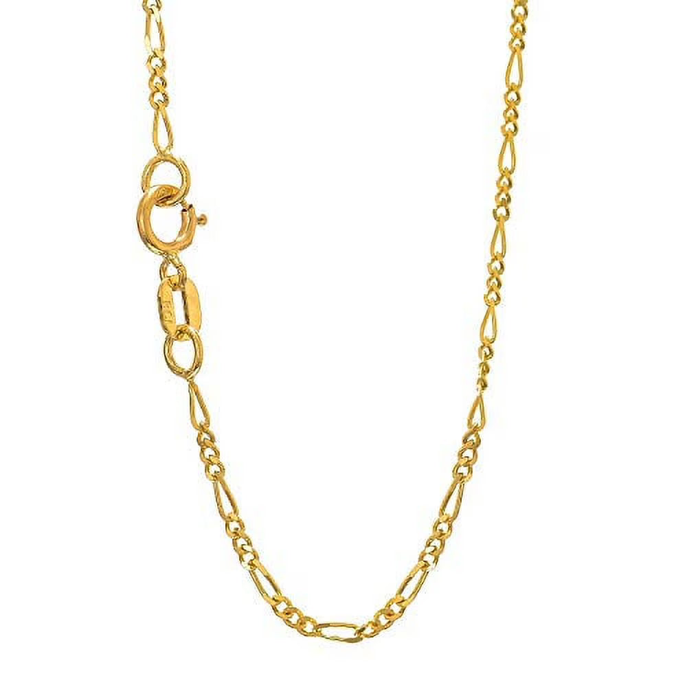 14k Solid Yellow Gold Figaro Chain Necklace, 18 Inches E290