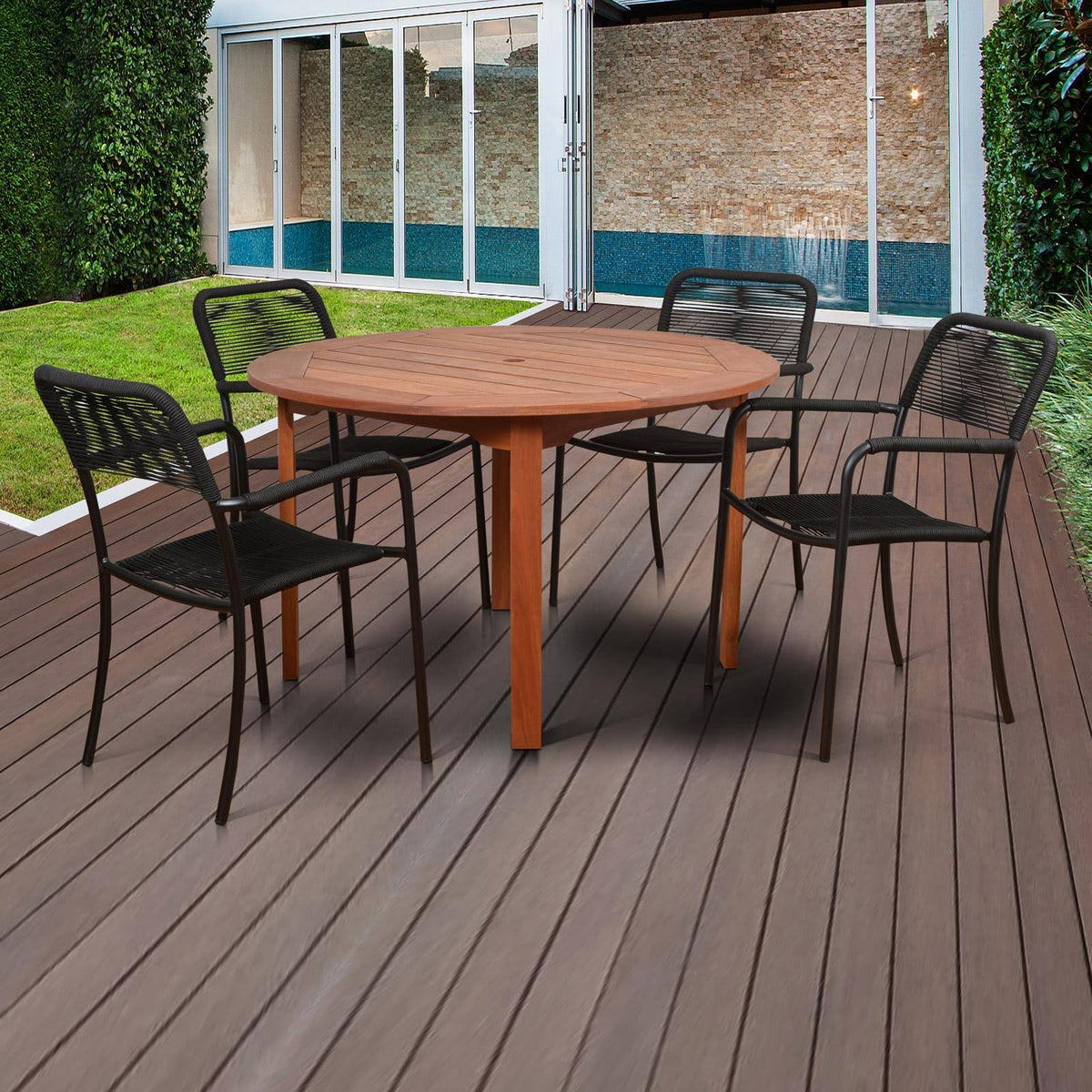 Black 5 Piece Patio Dining Set T299