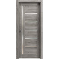 Solid Wood Sliding French Pocket Door with Frosted Glass B28213