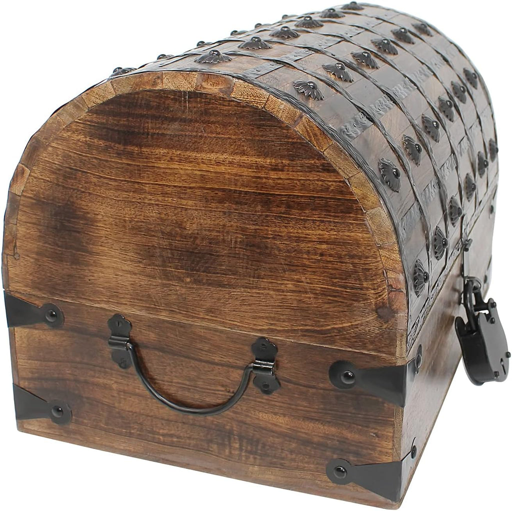 Pirate Treasure Chest with Iron Lock and Skeleton Key, X-Large 16 x 11 x 10.5 O72184