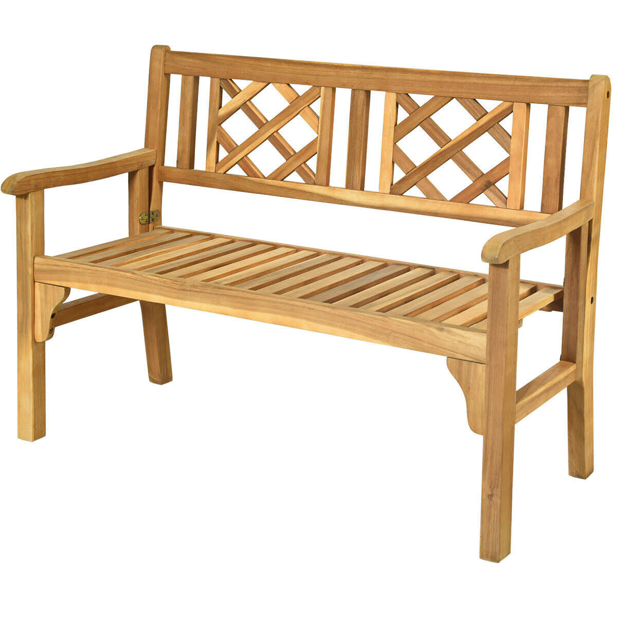 Patio Foldable Bench with Curved Backrest and Armrest K210