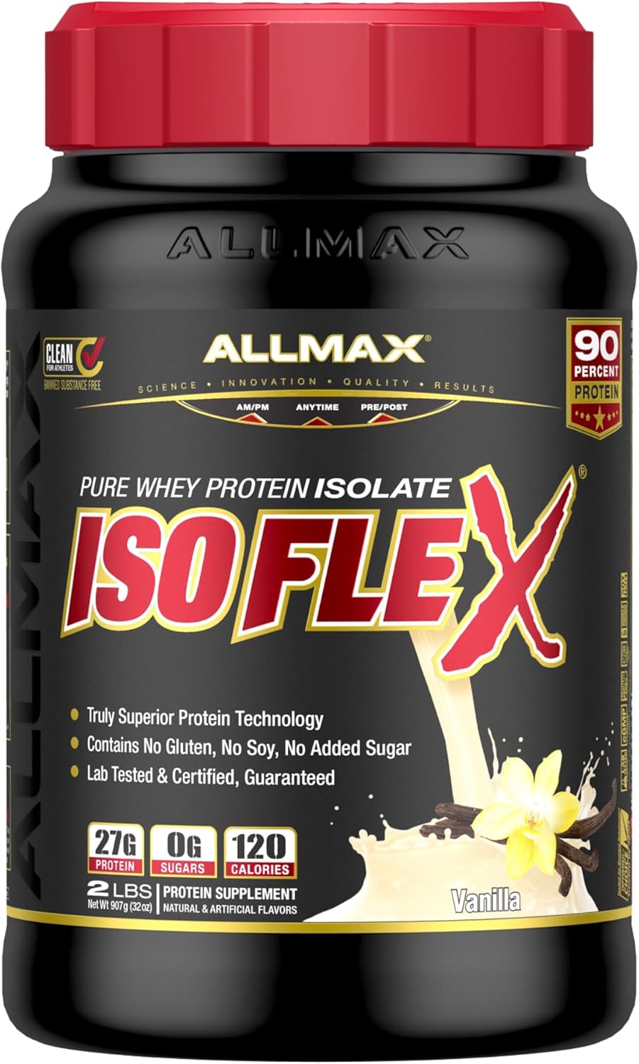 Vanilla Whey Protein Isolate, 2 lb, 27 Grams Protein Per Scoop W766583