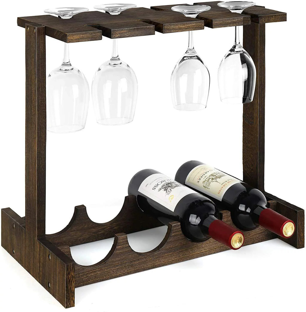 Countertop Wine Rack with 4 Glass Holder Q816