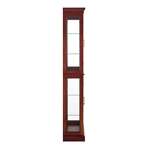 Lighted Glass Display Cabinet with Adjustable Shelves and Mirrored Back P235