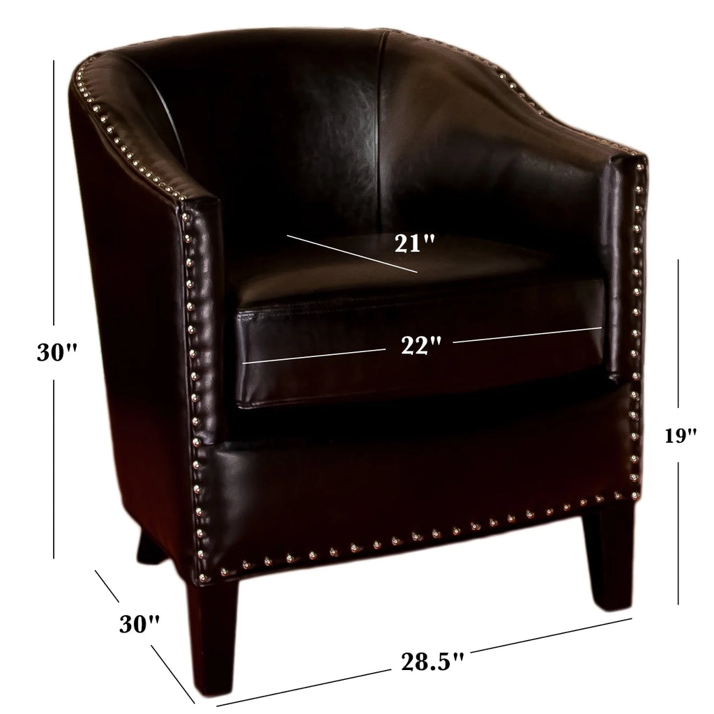 Black Bonded Leather Club Chair with Nailhead Trim O940650