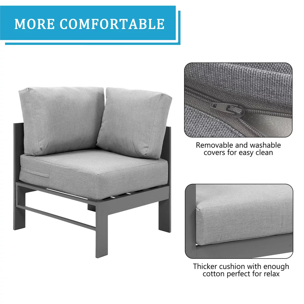 4 Pieces Aluminum Outdoor Sofa Set with Coffee Table Y643050
