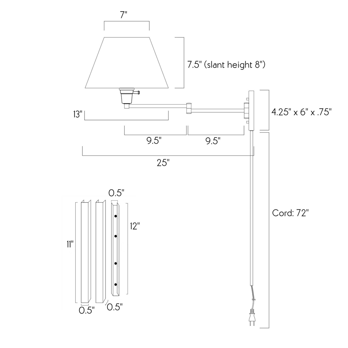 13x22 Swing Arm Wall Lamp, Black Finish, 2-Pack V4177