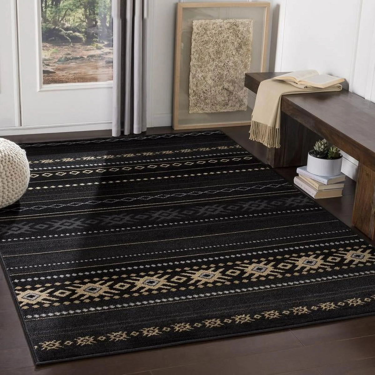Black 2x8 Runner Area Rug E899