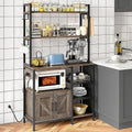 6-Tier Microwave Stand with Cabinet and Side Hooks R392684