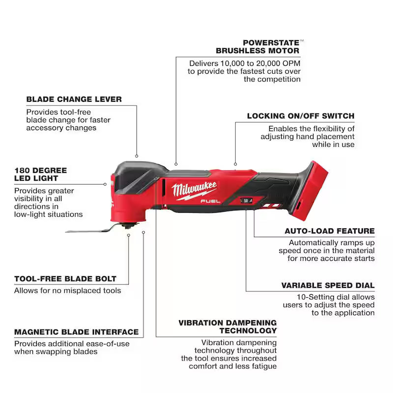 18V Lithium-Ion Cordless Brushless Oscillating Multi-Tool and Compact Router and Jigsaw 3-Tool J476