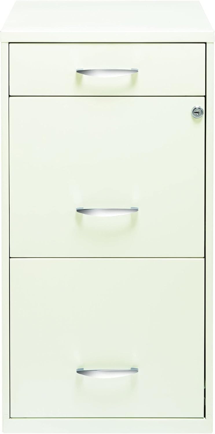 18 Deep 3 Drawer Steel File Cabinet in White Y36033