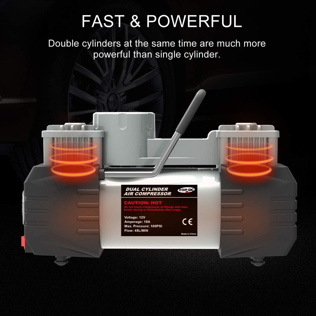 Dual Cylinder 12V DC 100PSI Portable Air Compressor Tire Inflator U5776