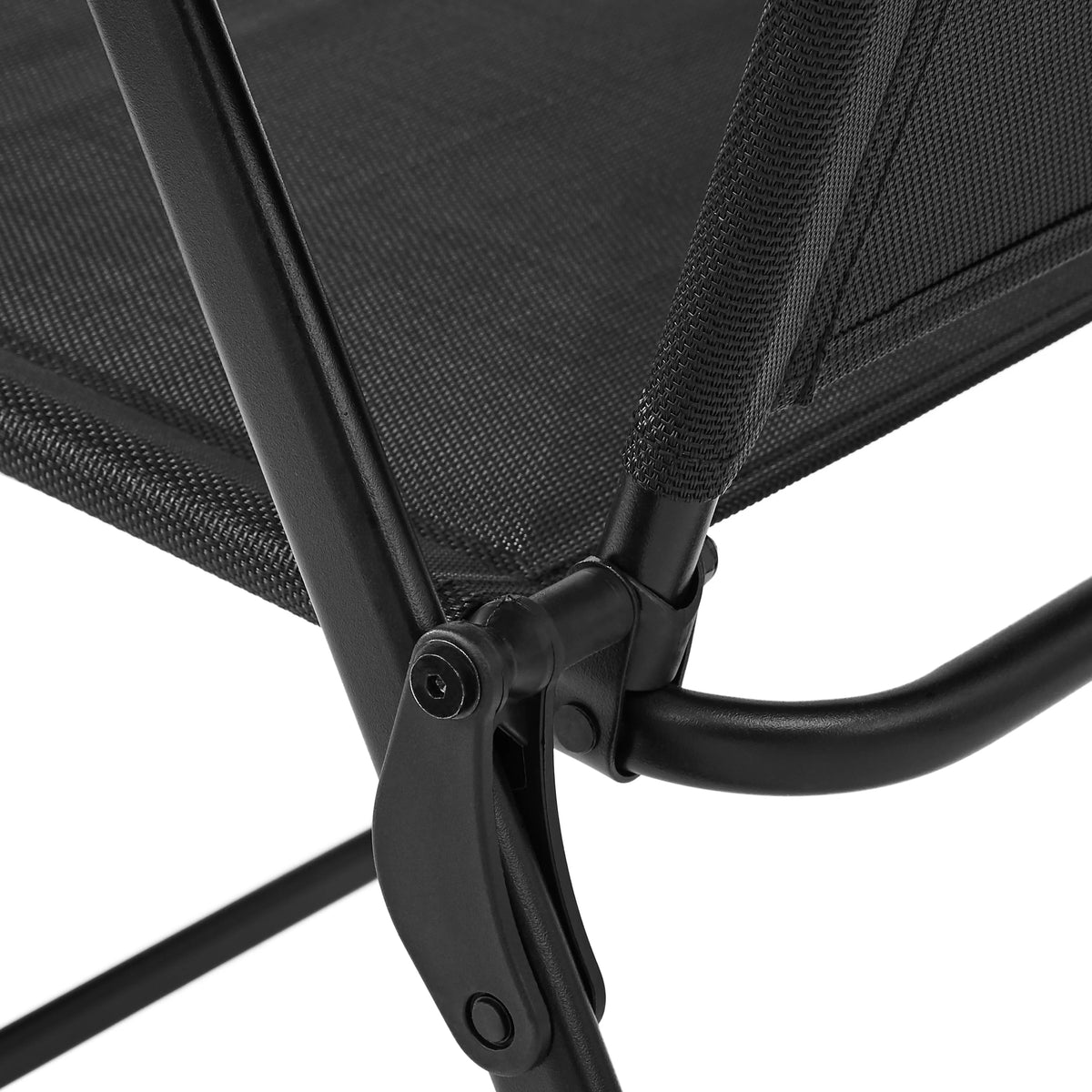 Black Steel and Sling Folding Outdoor Armchair Set of 2 F145951