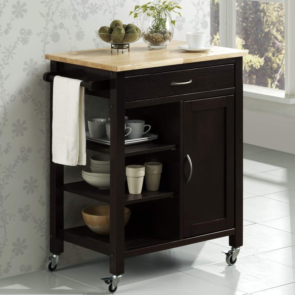 Black and Natural Kitchen Cart N24648