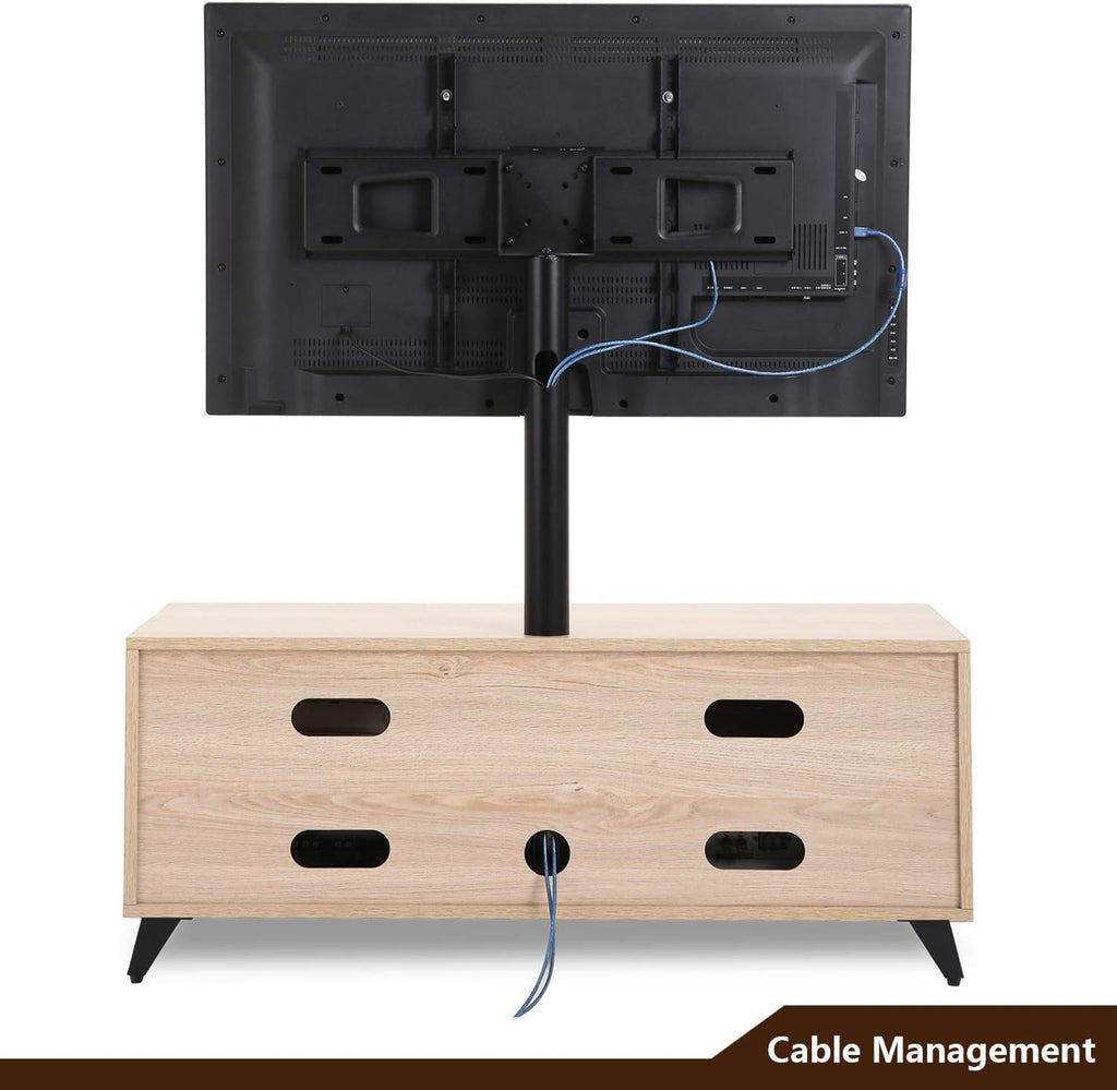 Rolling Wood Corner TV Console Stand with Wheels and Cabinets for up to 60 inch TVs, Walnut M38717