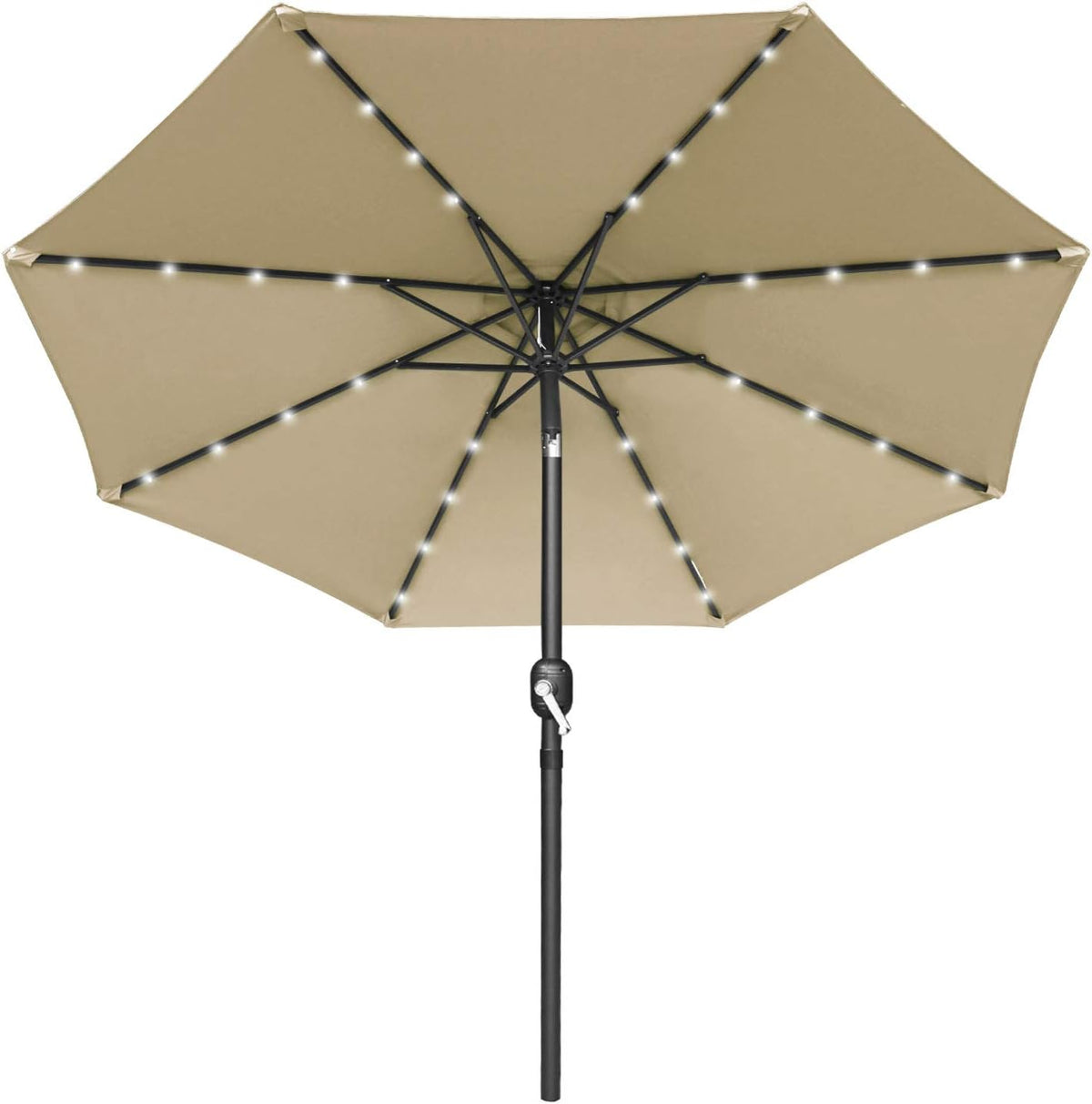 7.5ft Khaki Patio Umbrella with 32 Solar LED Lights O72934