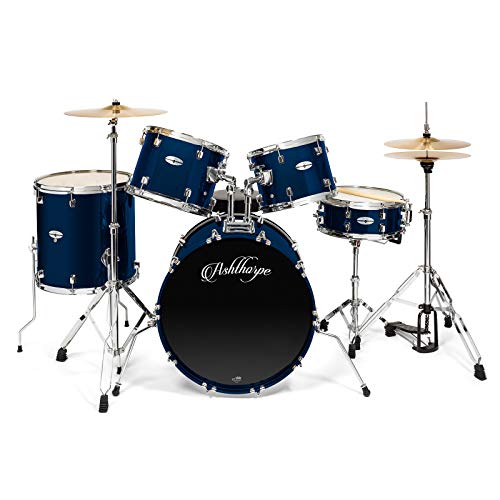 5-Piece Full Size Adult Drum Set with Remo Heads & Premium Brass Cymbals - Silver X508337