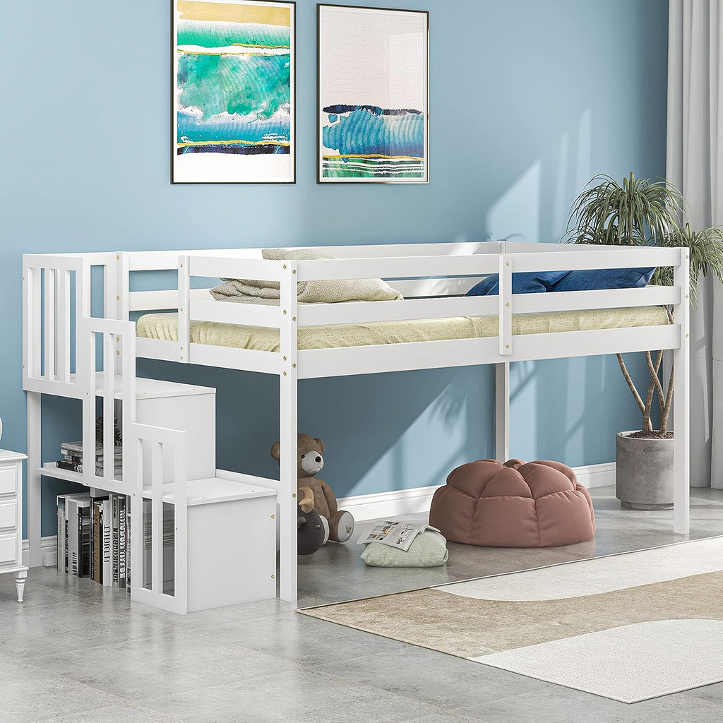 Twin Loft Bed with Stair Case T144