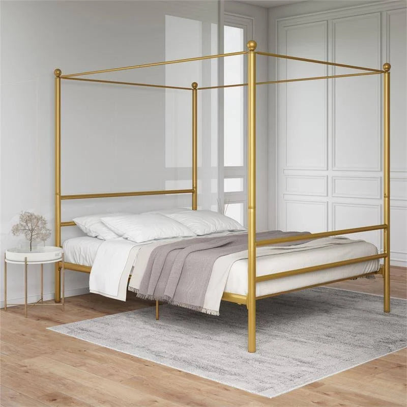 Full Gold Metal Canopy Bed L921