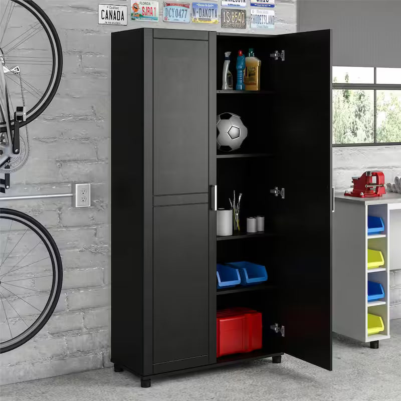 Black Wood Freestanding Garage Cabinet D550234