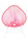 White Frame Acapulco Chair with Pink Weave F1373