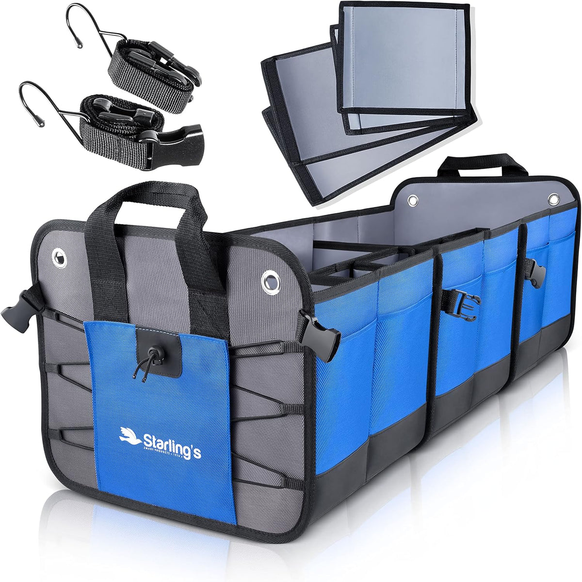 Car Trunk Organizer Storage SUV Cargo Organizer Adjustable Black 3 Compartments E5599